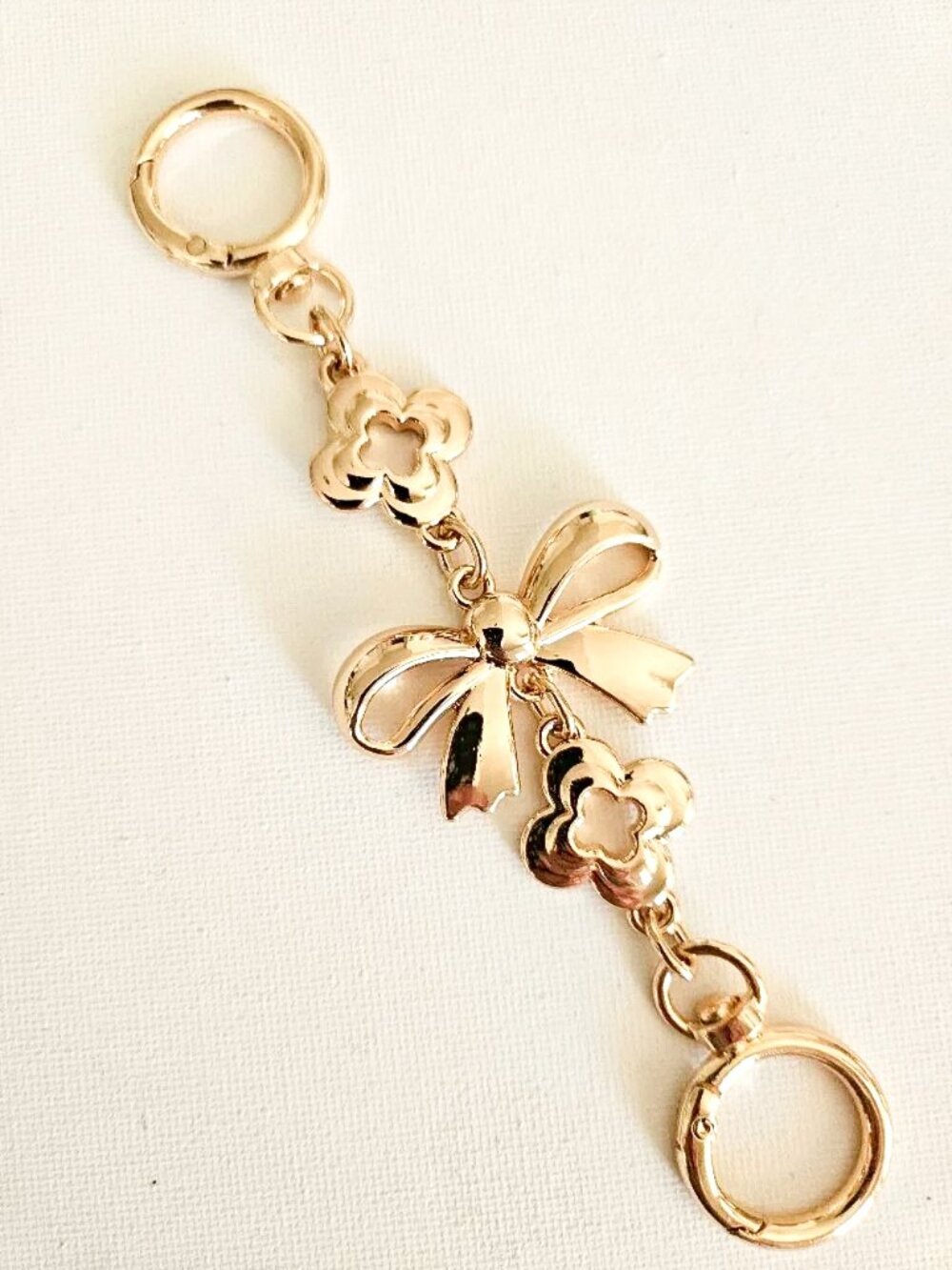 Handbag Purse Chain Handle Strap Crossbody Extender - Gold Tone Bows